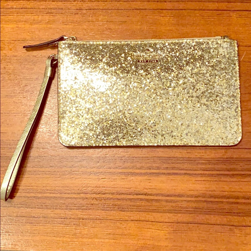 Kate Spade Gold Glitter Wristlet